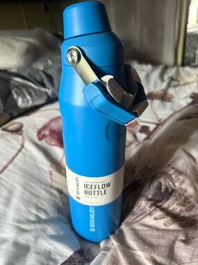 Stanley Blue IceFlow Insulated Bottle with Silver Accents